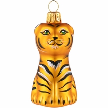 Елочная игрушка «Бенгальский тигренок» в коробке, золотой с росписью
