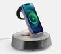 Bluetooth-колонка с беспроводной зарядкой и часами netEnergy, серая
